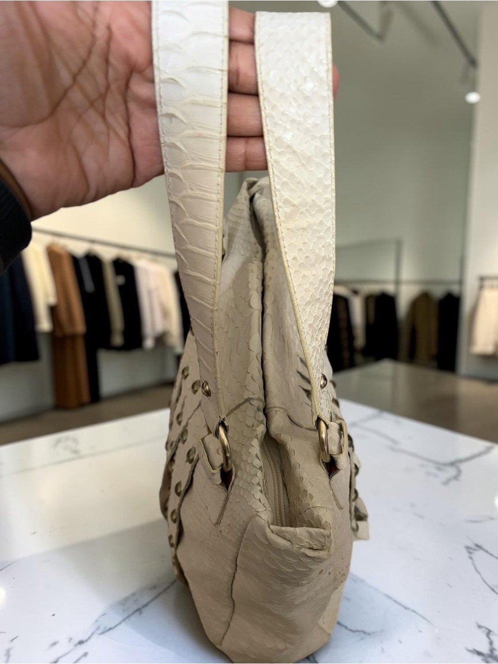 Furla Unique Rare Vintage Python Leather Tote Bag - Picture 12 of 16